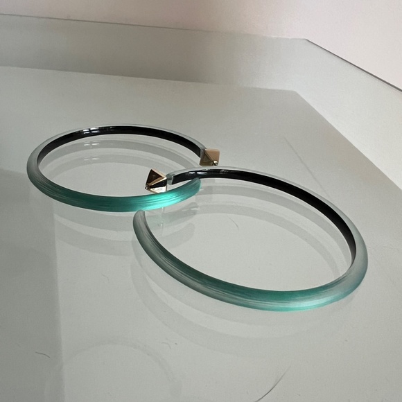 ALEXIS BITTAR Large Skinny Dark Teal Lucite Hoop Earrings - Picture 5 of 10